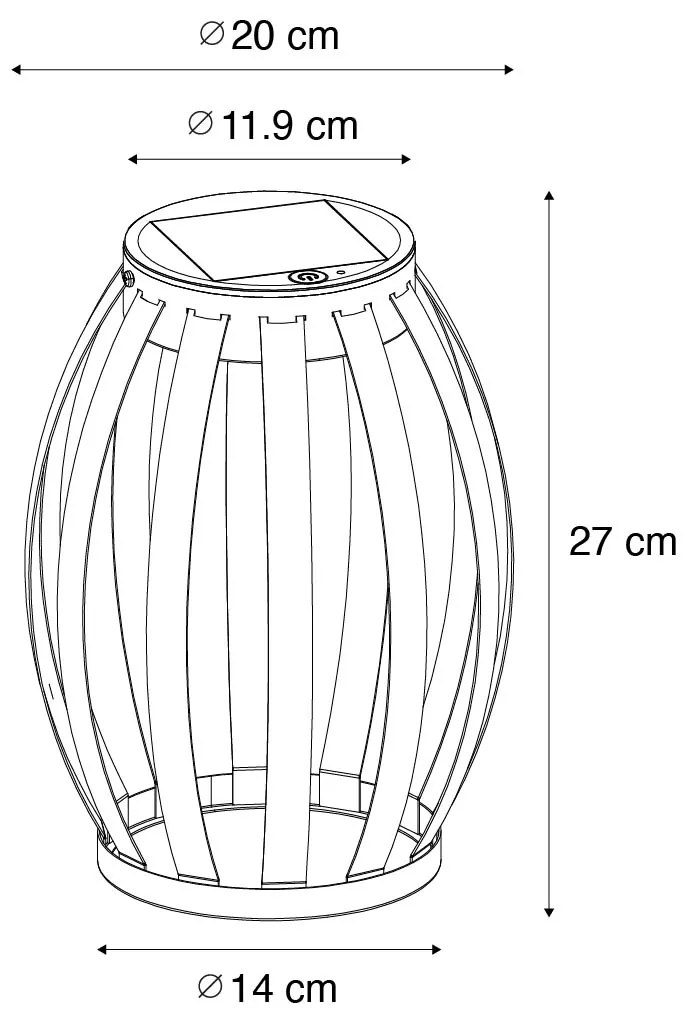 LED Buiten tafellamp zwart 3-staps dimbaar solar en oplaadbaar - Sheldon Modern IP44 Buitenverlichting rond