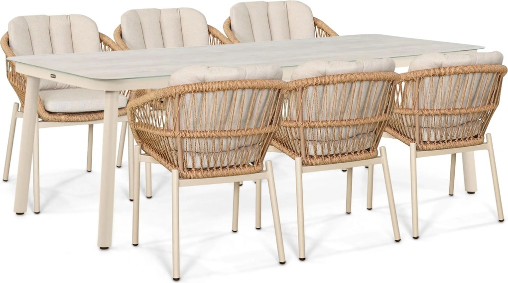 Tuinset 6 personen 220 cm Rope Taupe De Laan Projects