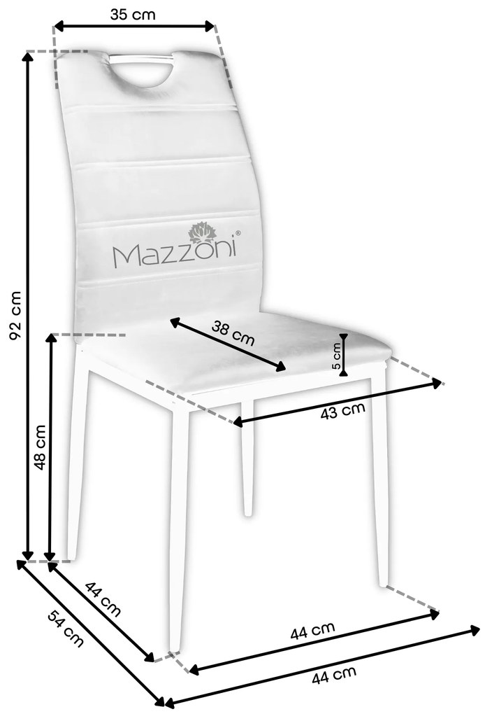 Stoel PAX grijs (stof Bluvel 14) - modern, gestoffeerd, fluweel, voor woonkamer, eetkamer, kantoor, met handgreep