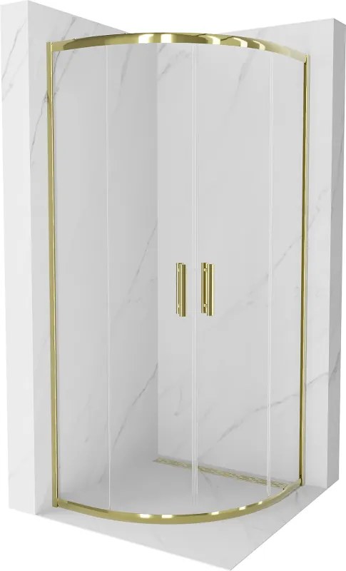 Mexen Rio douchecabine halfrond 80 x 80 cm, transparant, goud - 863-080-080-50-00