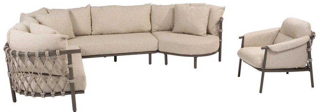 4 Seasons Outdoor Ezra hoek loungebank terre met love island SALE LoungebankLoungeset bruin weerbestendig