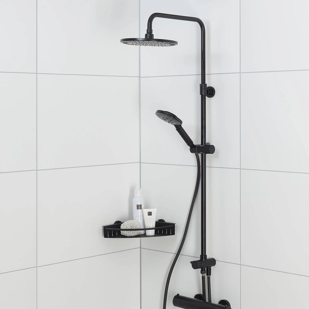 Tiger Tyne glijstangset 73cm met regendouche en 4 straalsoorten zwart