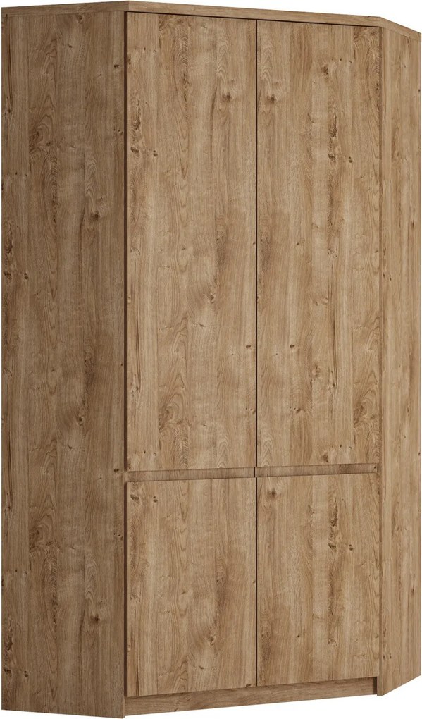 Hoekkledingkast Merfere 101, Eiken, 200x95x95cm, 98 kg, Kledingkast deuren: Met scharnieren