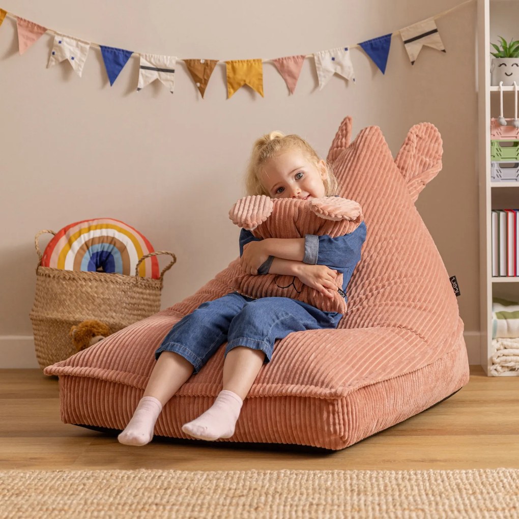 Kinder Zitzak Konijn Lounger & Kussen Set - Roze