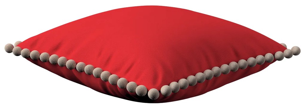 Dekoria Kussenhoes Wera met pompons, rood 45 x 45 cm