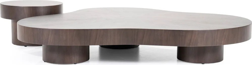Grote Salontafel Walnoot Organisch - 150 X 110cm.