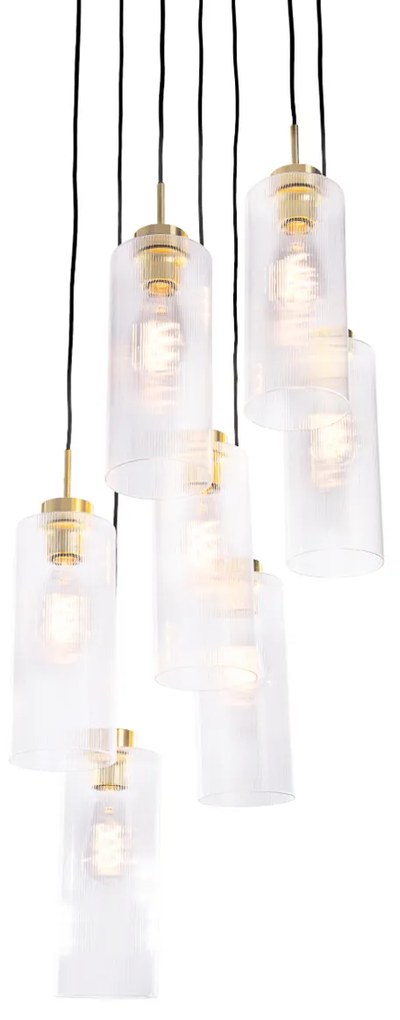 Art Deco hanglamp goud met glas 7-lichts - Laura