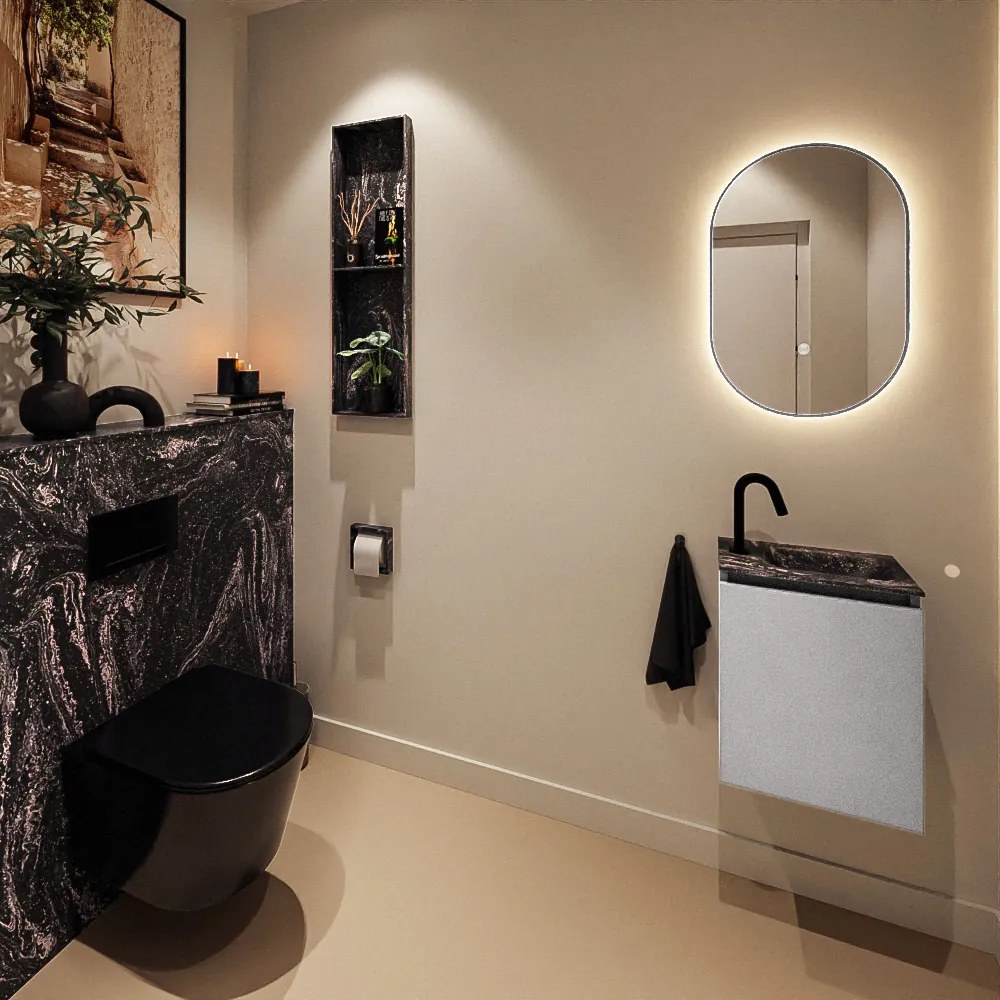 Mondiaz Ture DLux toiletmeubel 40cm plata met wastafel lava rechts met kraangat