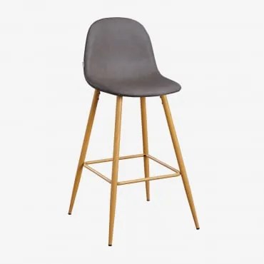 Glamm Hoge Kruk In Imitatieleer Grijs – Antraciet & ↑75 Cm & Natuurlijk Hout - Sklum