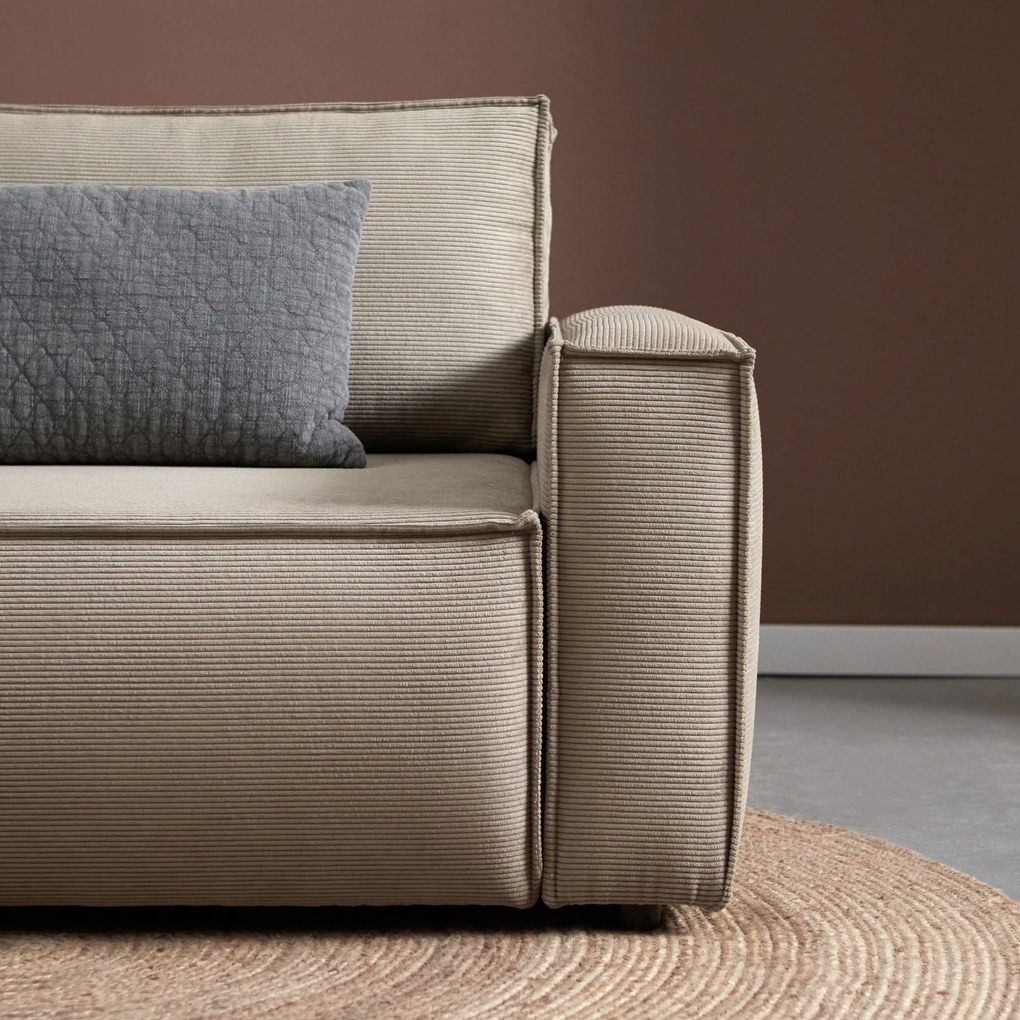 Beige Slaapbank Chaise Longue Links
