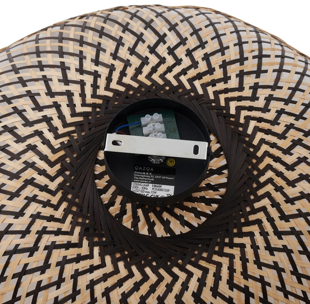 Art Deco plafondlamp zwart bamboe 60 cm - Alka