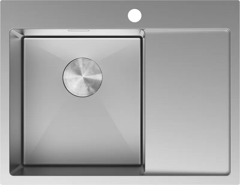 Mexen Exar stalen spoelbak 1-kamer met afdruiprek, links 620 x 480 mm, inox - 6431621005L-01