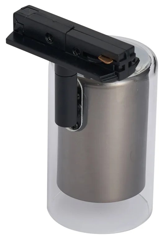 Moderne spot gunmetal met helder glas voor railsysteem 1-fase - Iconic Lloyd