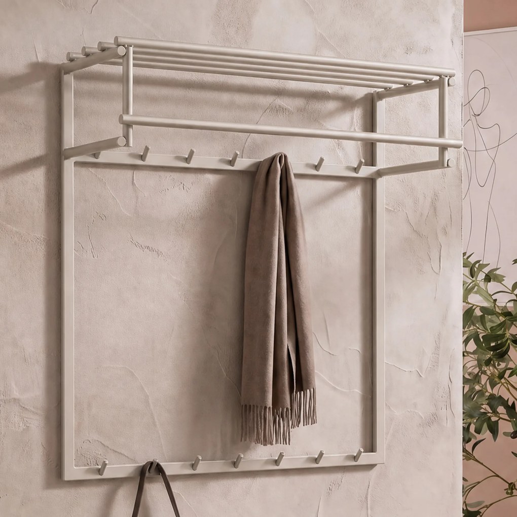 Grote Kapstok Beige Met Hoedenplank