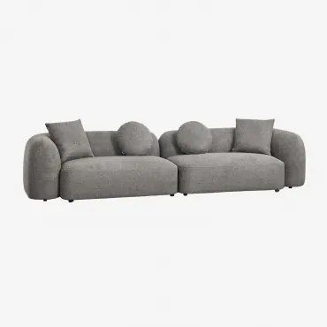 2-delige Modulaire Bank In Coco Chenille Granietgrijs Dik Chenille - Sklum