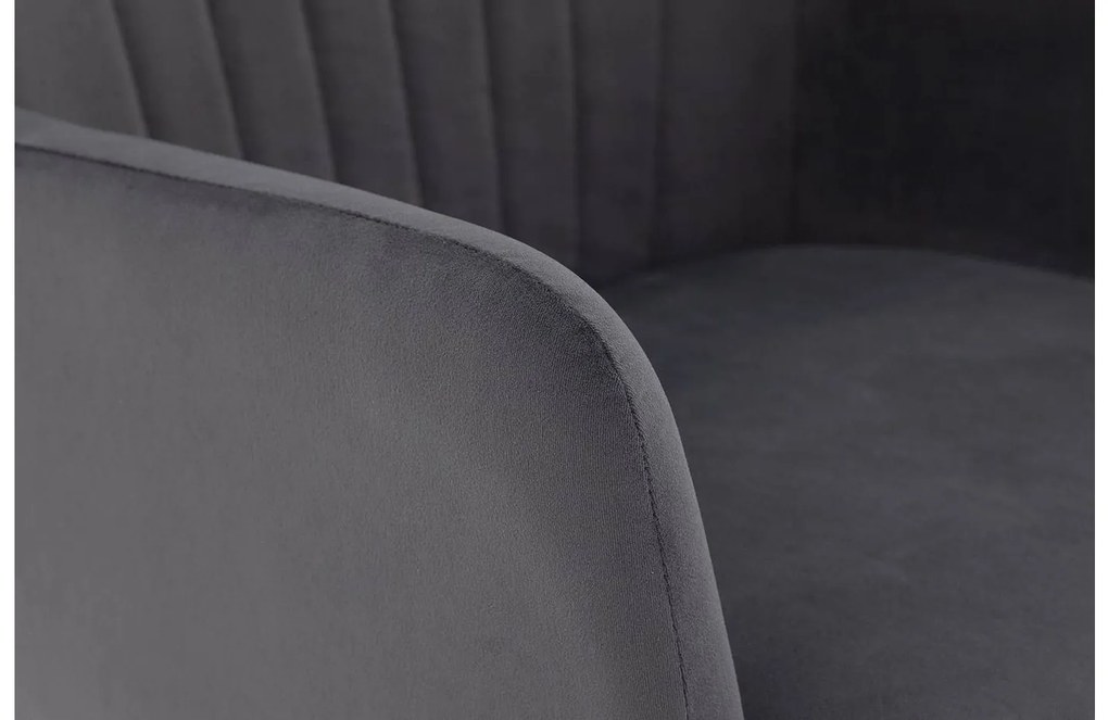 Goossens Eetkamerstoel Rob antraciet velvet stof met armleuning, urban industrieel