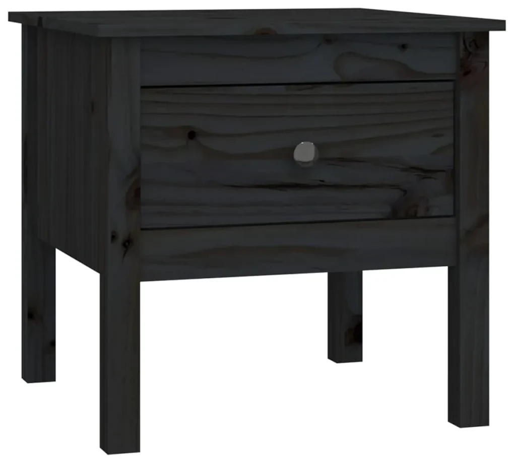 vidaXL Bijzettafel 50x50x49 cm massief grenenhout zwart