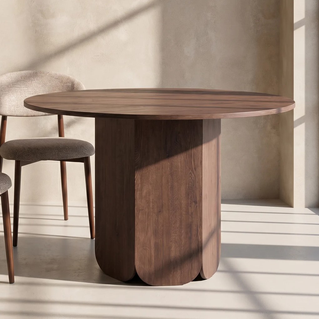 Ronde Eettafel Vijfhoekpoot Mocca - 120 X 120cm.