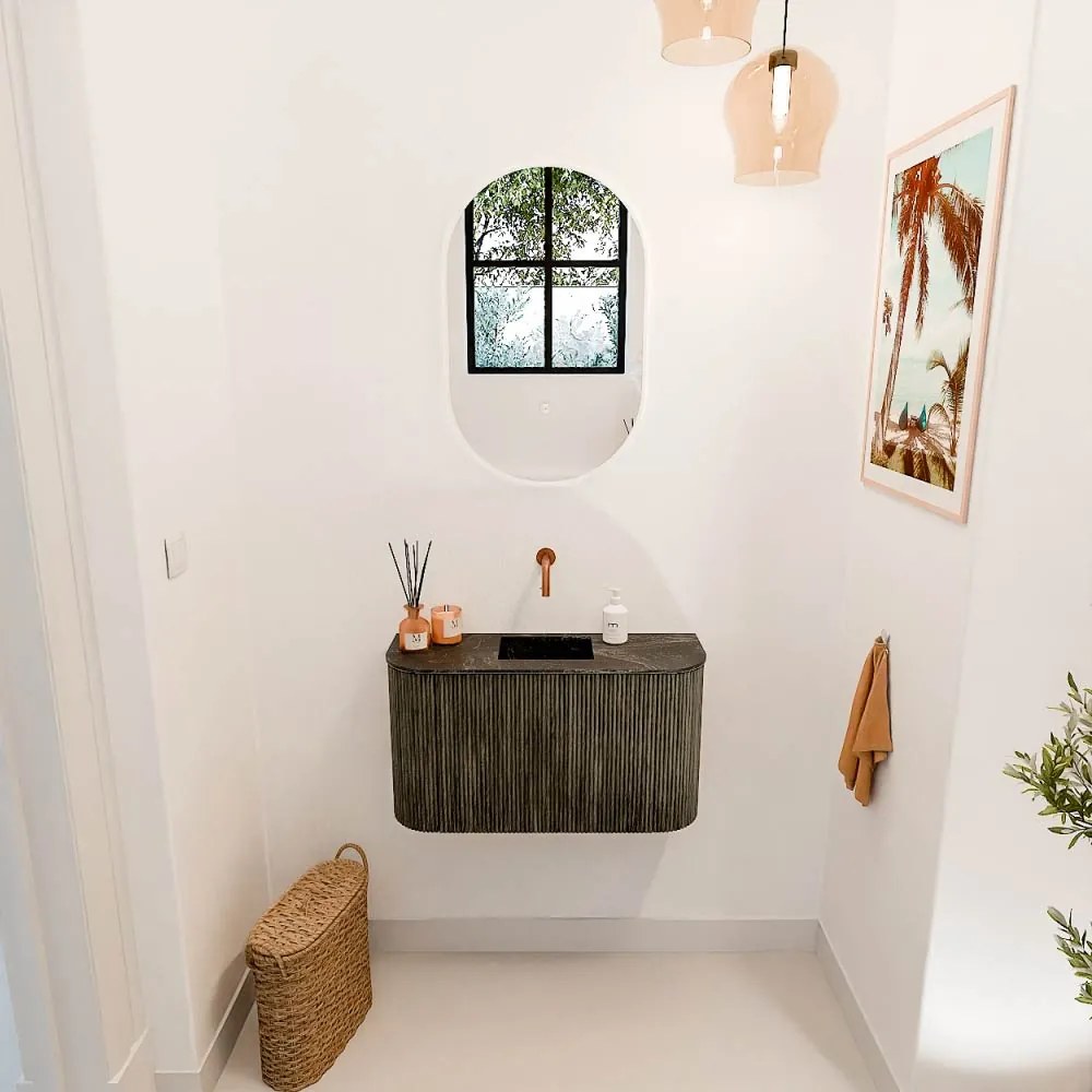 Mondiaz Joya DLux 75cm toiletmeubel ronding links/rechts shadow met wastafel faye midden zonder kraangat lava
