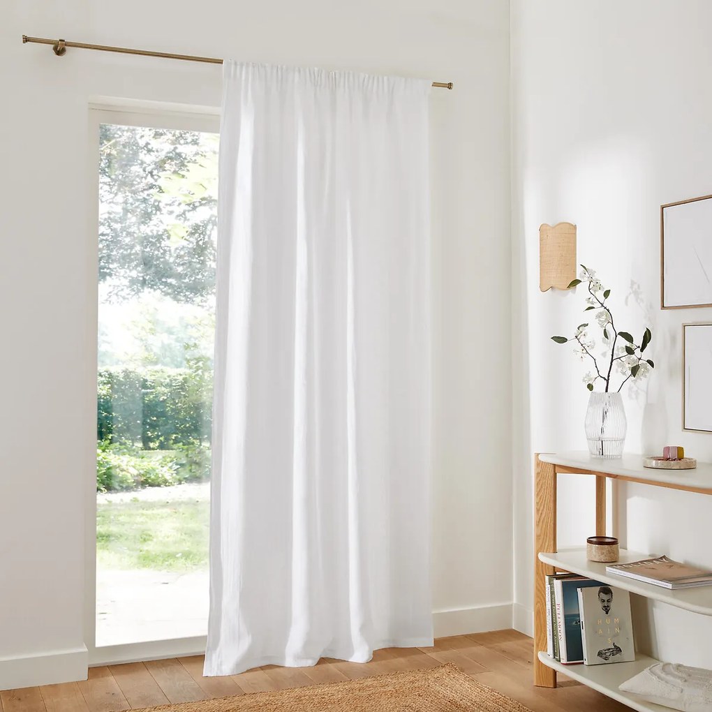 Schermgordijn van gewassen linnen, met gerimpelde bies en golf, ONEGA