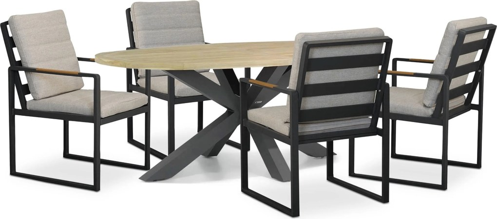 Tuinset 4 personen 200 cm Aluminium Grijs Lifestyle Garden Furniture Alessio/Brookline
