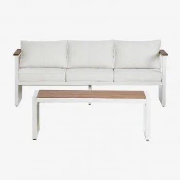 Tuinset Met 3-zitsbank En Salontafel Van Aluminium 110x55cm Lipov Gardenia Wit - Sklum