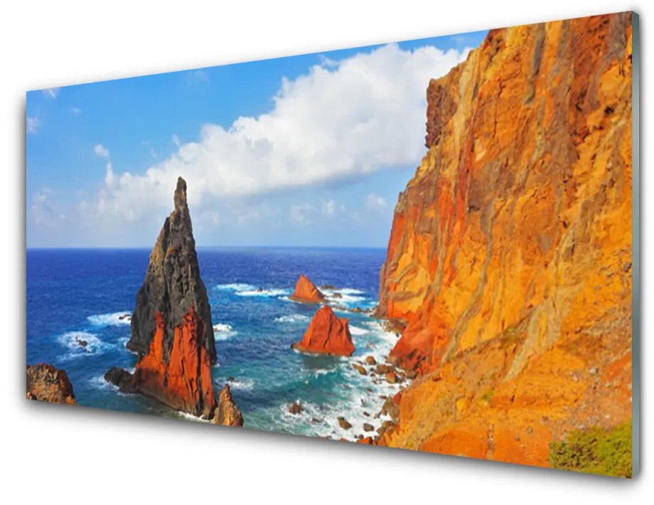Foto schilderij op glas Cliff sea coast 100x50 cm