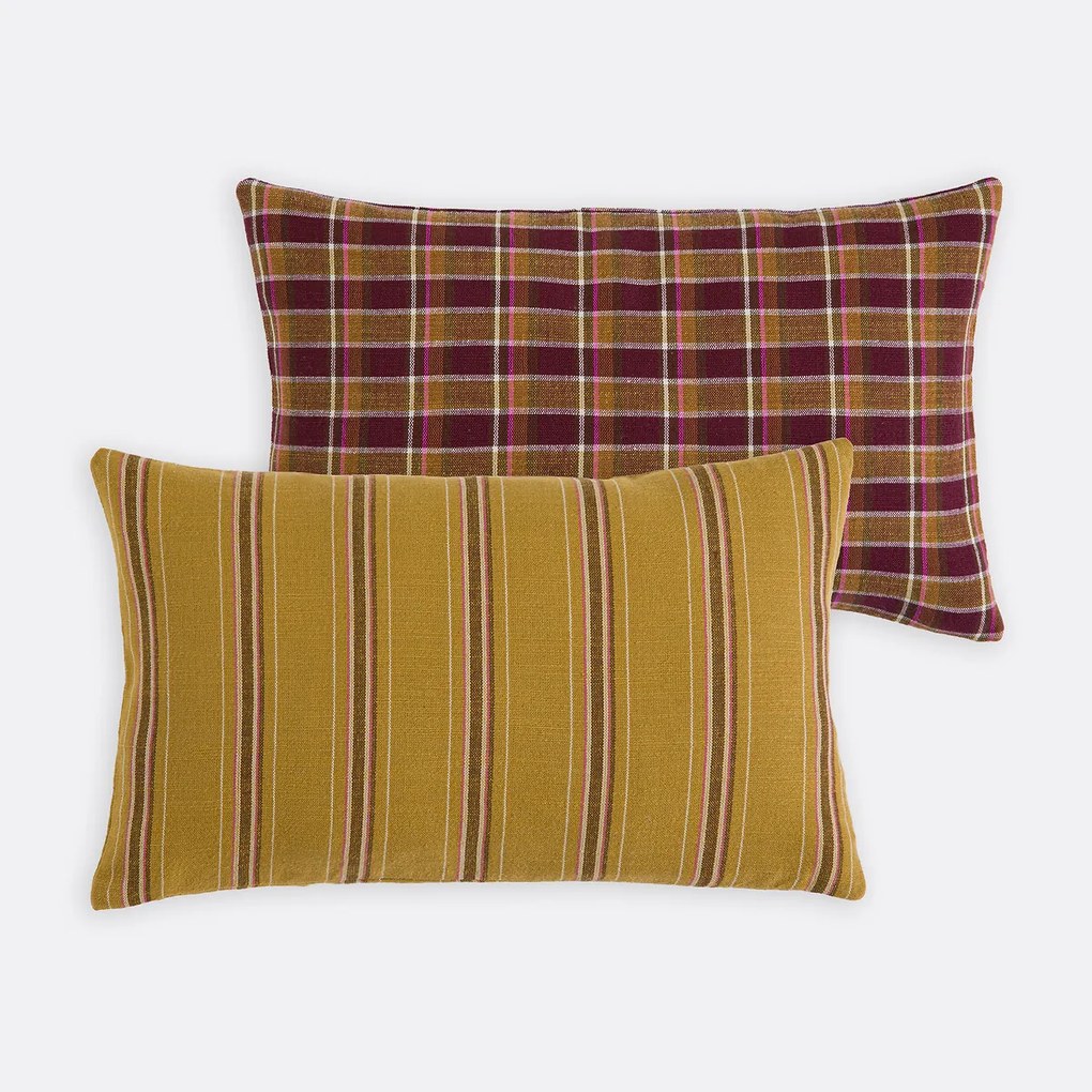 Rechthoekige katoenen kussenhoes, ruitjesprint, OSWALD