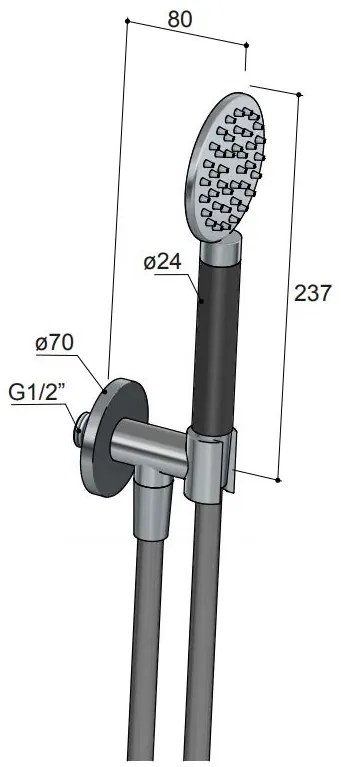 Hotbath Cobber Handdouche met douche aansluiting en opsteek Zwart Chroom M442