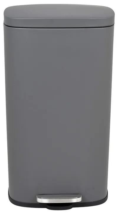 Pedaalemmer rechthoek - mat grijs - 30 liter