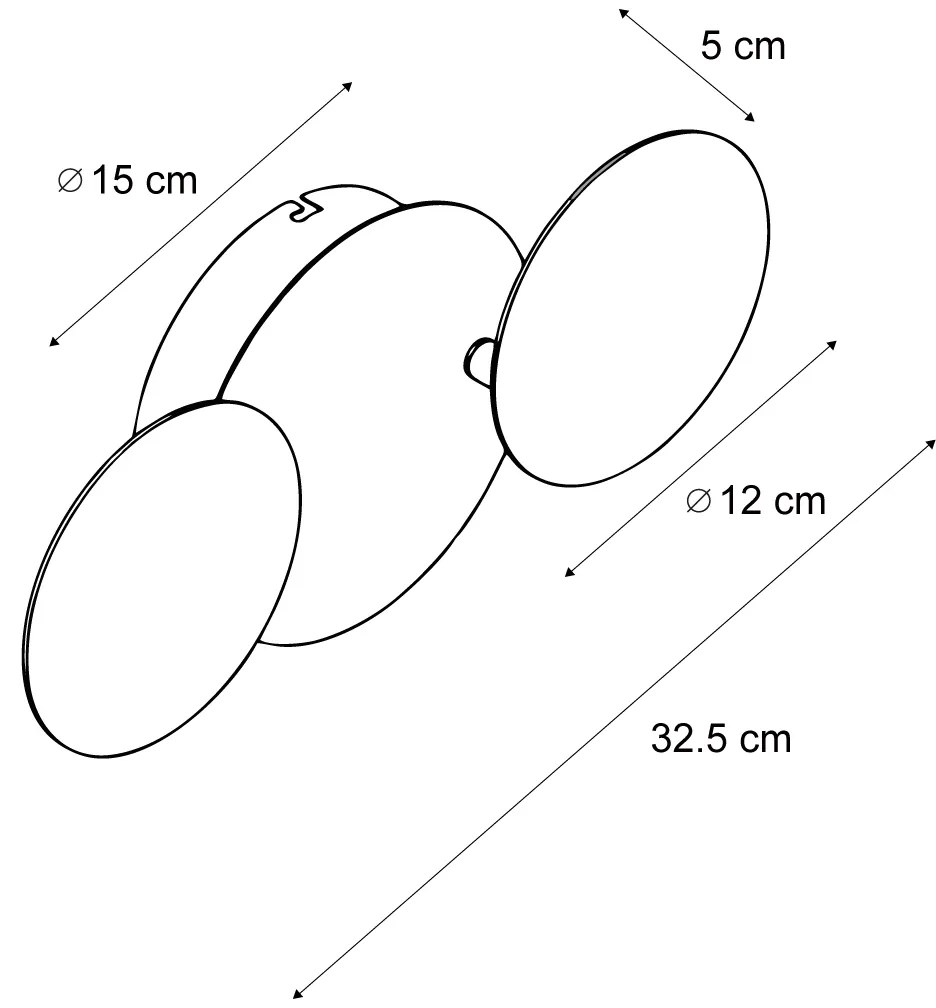 Moderne wandlamp zwart met goud incl. LED 3-staps dimbaar 3-lichts - Sunrise 3