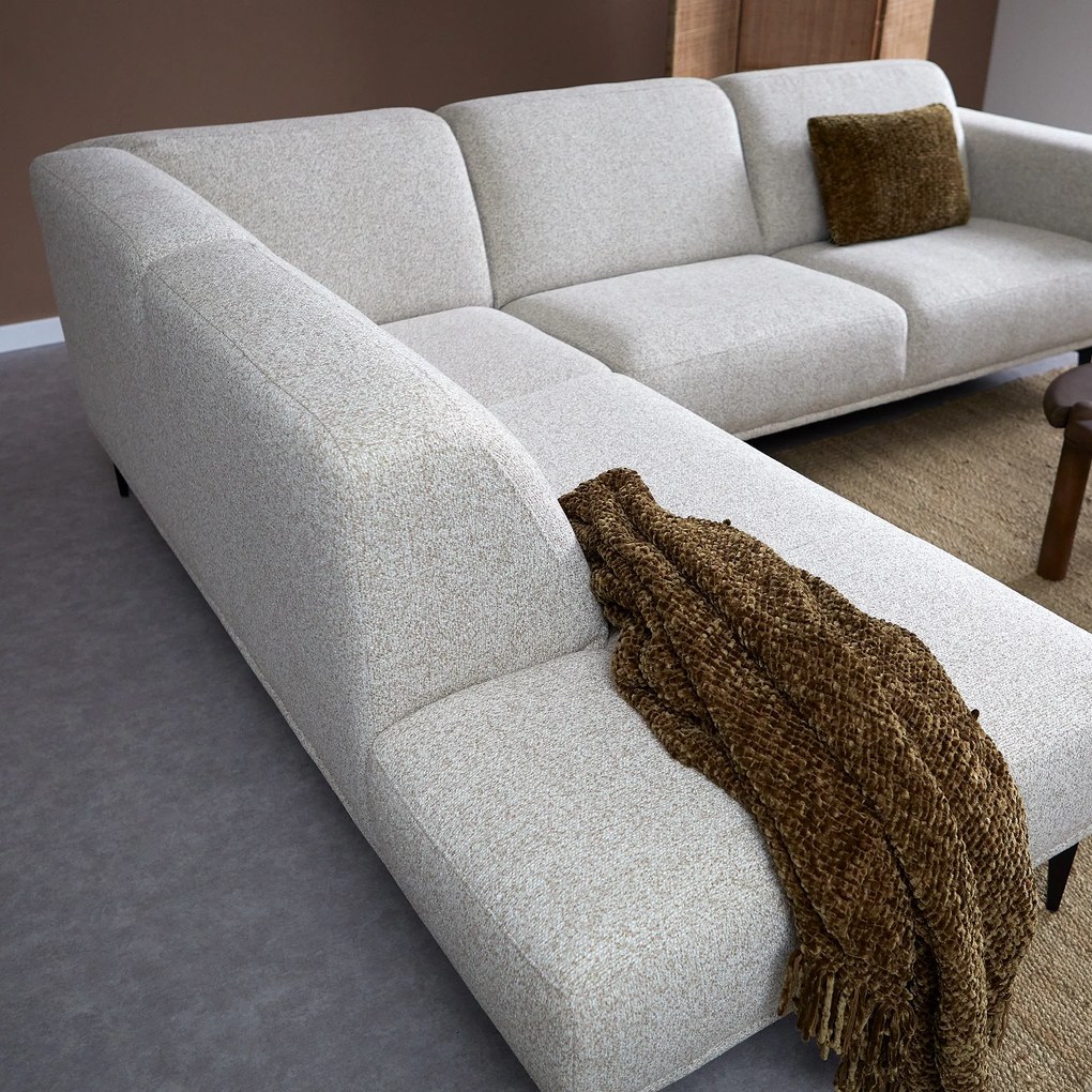 Moderne Hoekbank Beige Ottomane Links