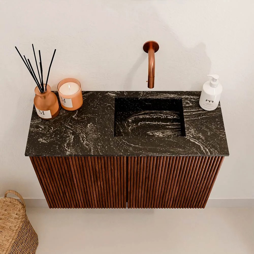 Mondiaz Joya DLux 60cm toiletmeubel ruby met wastafel faye rechts zonder kraangat lava