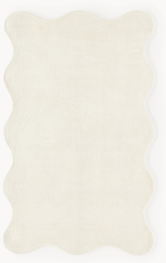 Handgeweven viscose vloerkleed Wavy met golvende rand