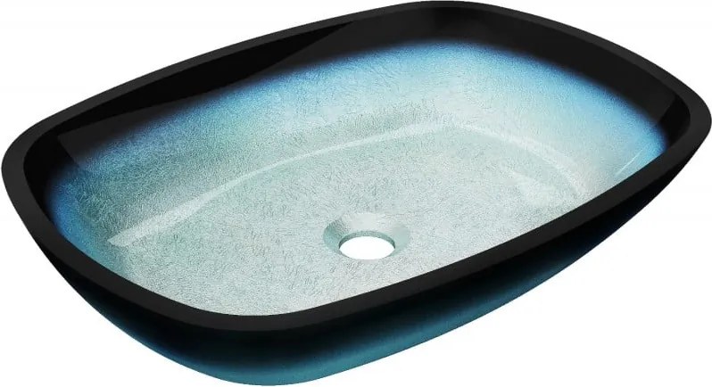 Mexen Araks glazen opbouwwastafel 54 x 39 cm, blauw - 24155447