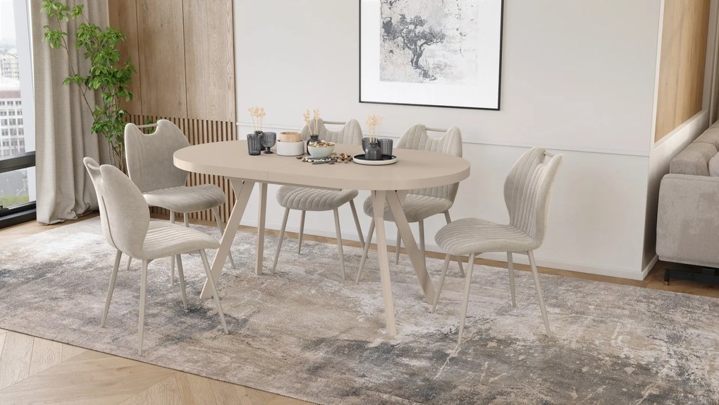 Mazzoni EXPANSO Kasjmier / kasjmier poten - OVALE UITSCHUIFTAFEL 160-360 cm VOOR 16-18 PERSONEN