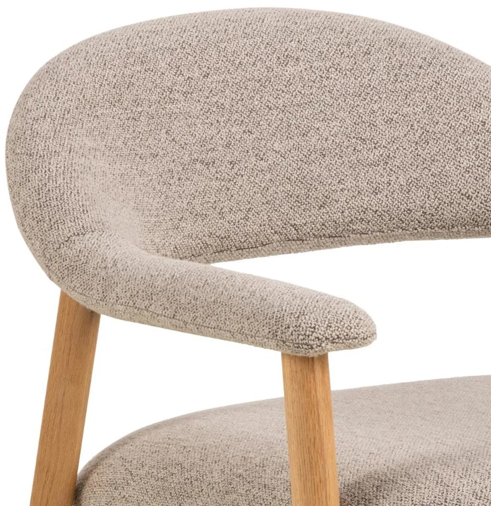 Fauteuil Eiken Met Beige Boucle