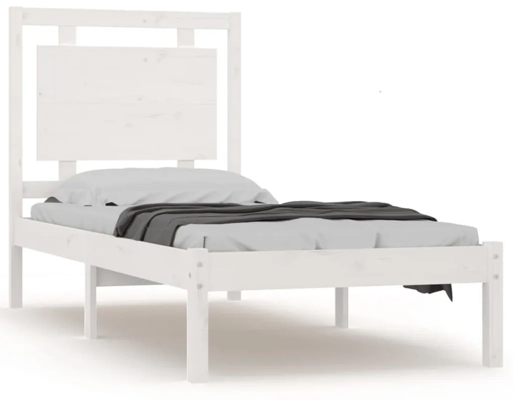 vidaXL Bedframe massief hout wit 90x200 cm