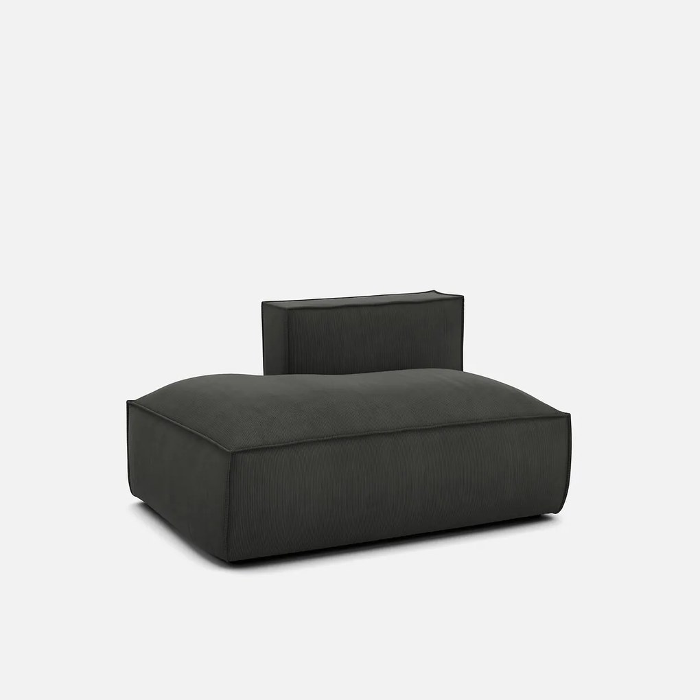 Links chaise longue-element voor modulaire bank, in ribfluweel, Seven