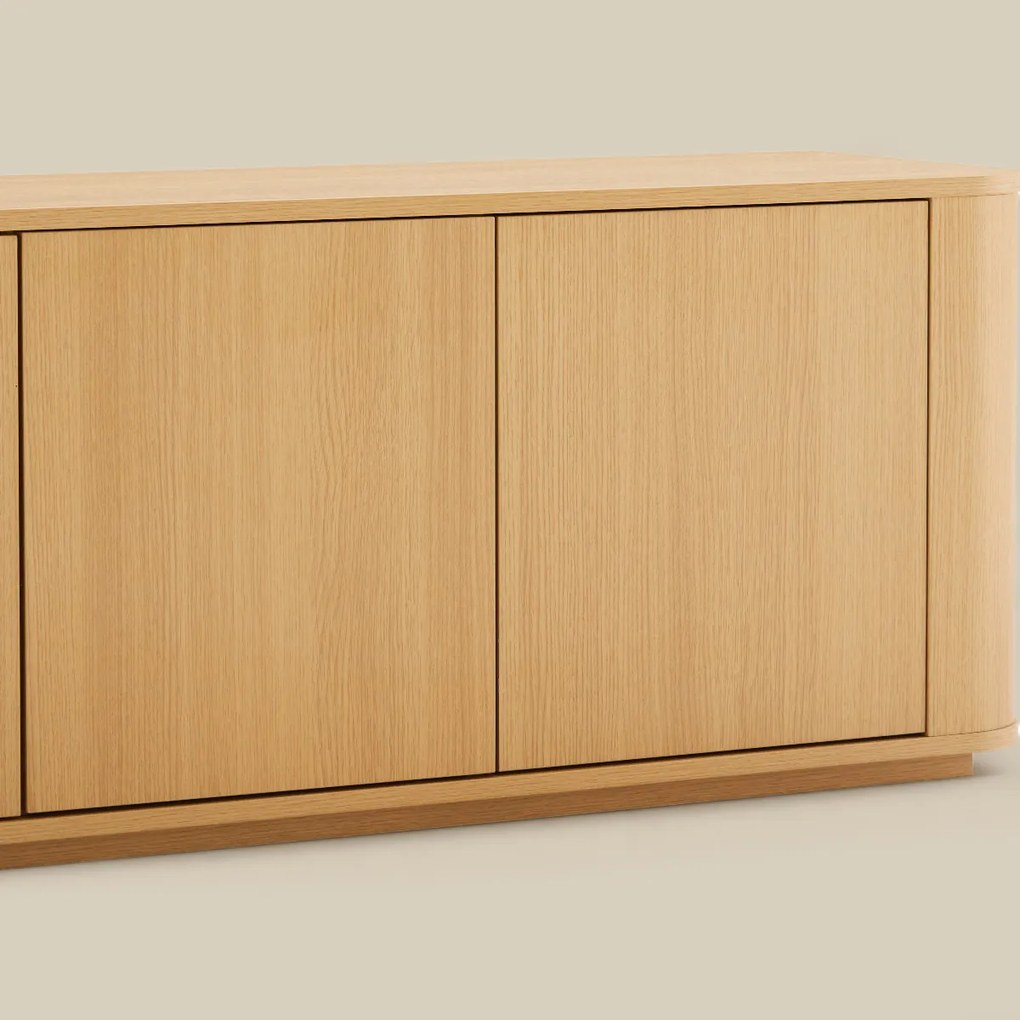 Eiken Tv-meubel Met Ronde Hoeken - 180x40x50cm.