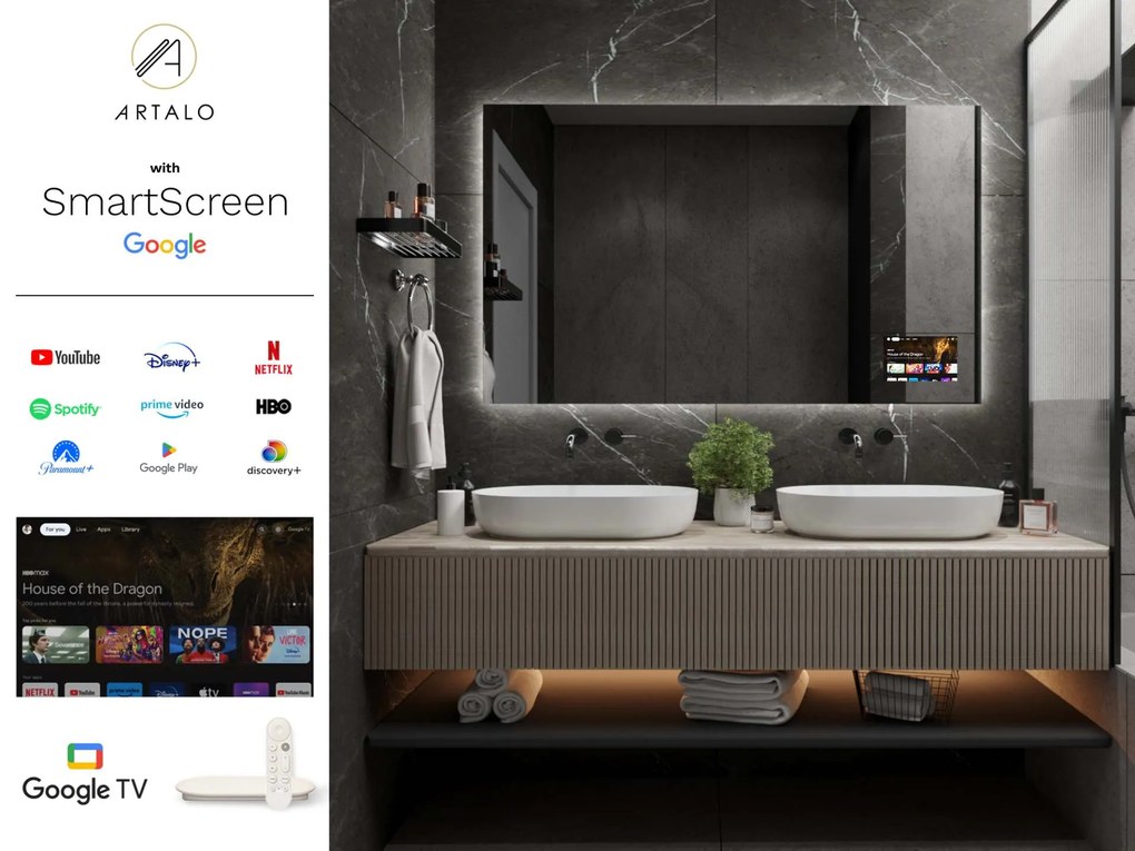 SMART spiegel met LED verlichting M24 + SmartScreen with Google TV