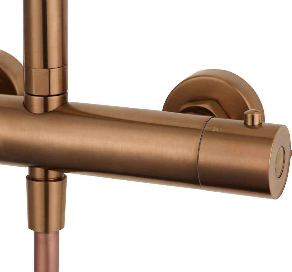 Saqu Eurotrend 225 regendoucheset met 4 straalsoorten Ø23cm geborsteld koper PVD-coating