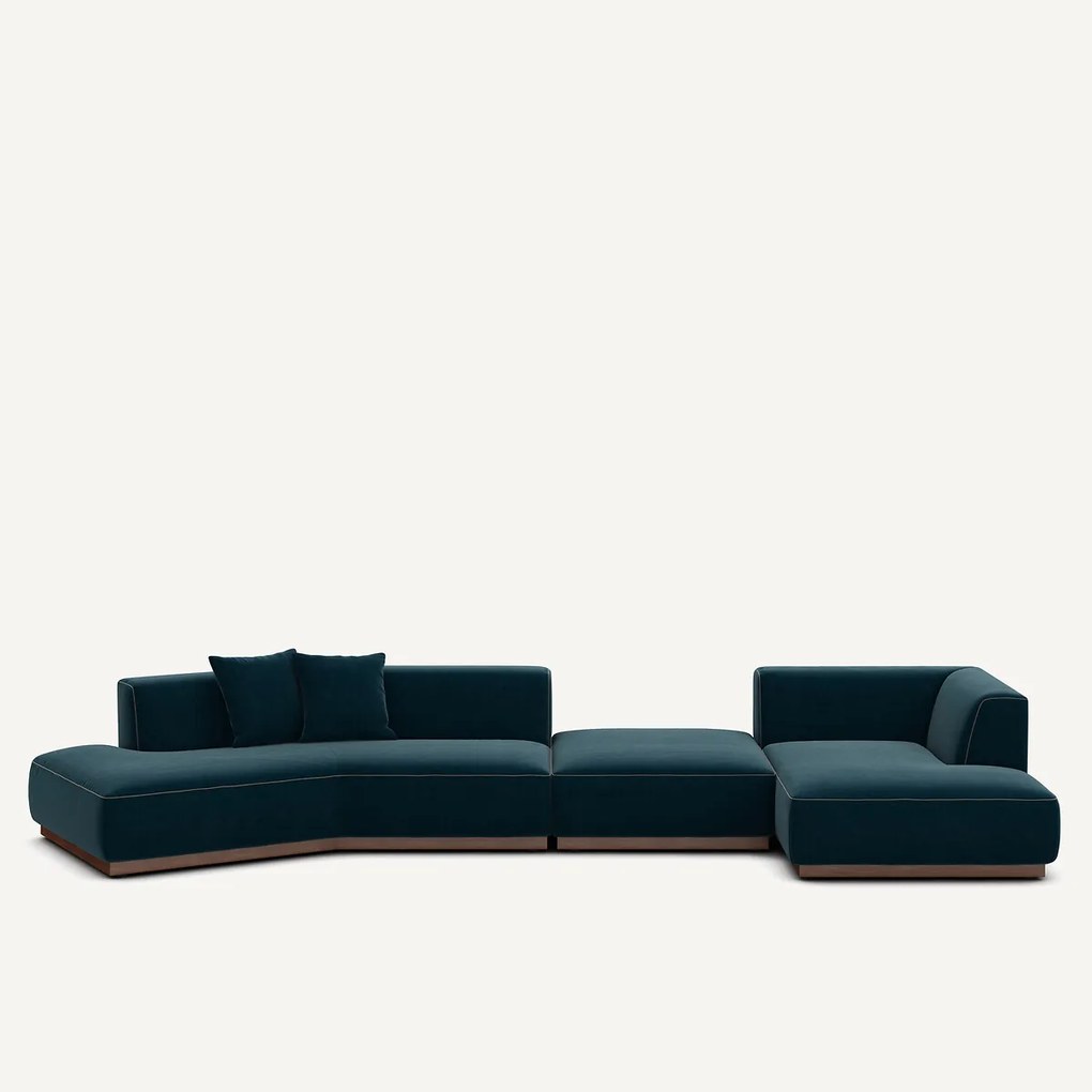 Open bank met hoek rechts met fluwelen voetensteun, JACOPO