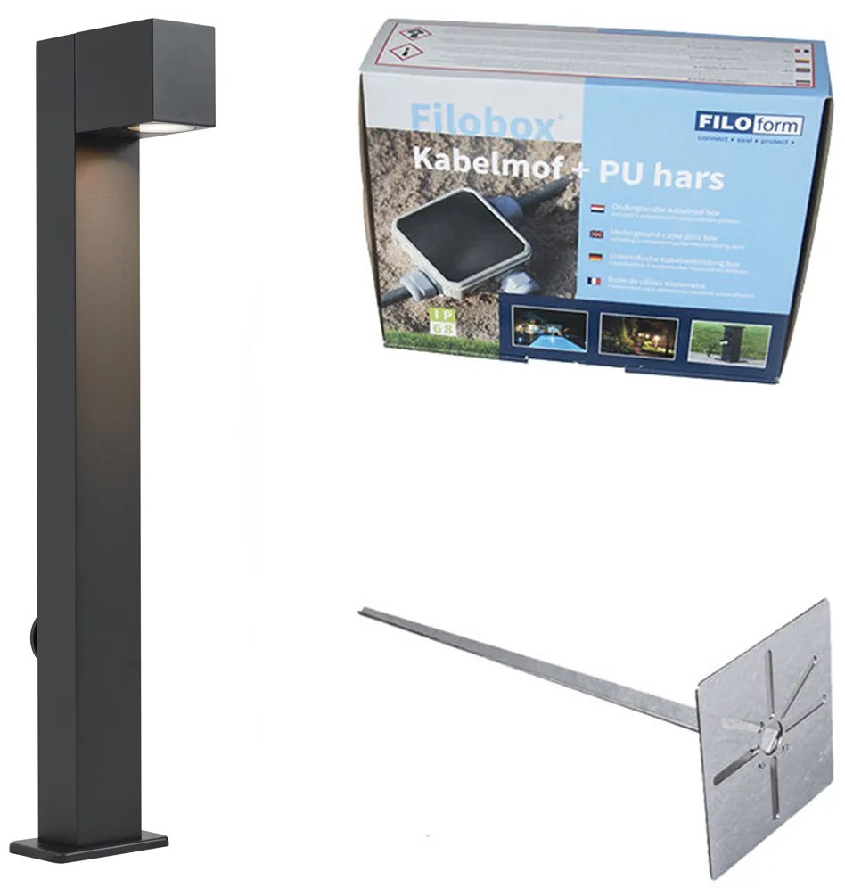Moderne staande buitenlamp zwart 65cm met stopcontact IP44 - Baleno Buitenverlichting