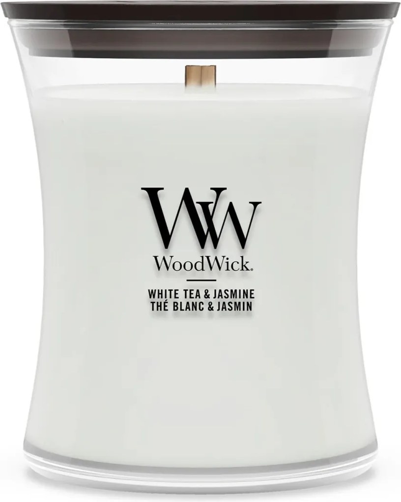 WoodWick geurkaars - Medium Hourglass - White Tea &amp; Jasmine