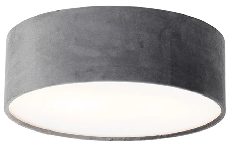 Stoffen Moderne plafondlamp grijs 30 cm met gouden binnenkant - Drum Modern E27 cilinder / rond Binnenverlichting Lamp