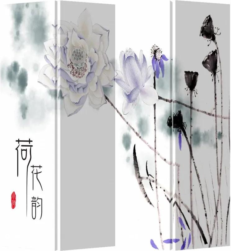Fine Asianliving Chinees Kamerscherm Oosters Scheidingswand B160xH180cm 4 Panelen Lila Lotus