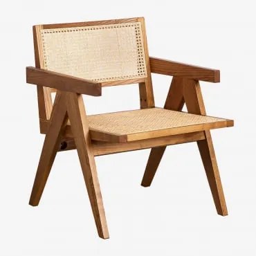 Lali Fauteuil Van Essenhout En Rotan Met Armleuningen Ash Brown - Sklum