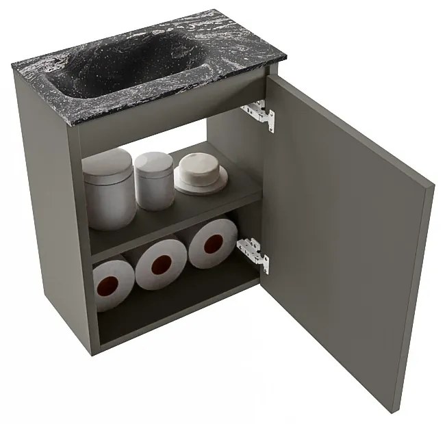 Mondiaz Ture DLux toiletmeubel 40cm smoke met wastafel lava links met kraangat