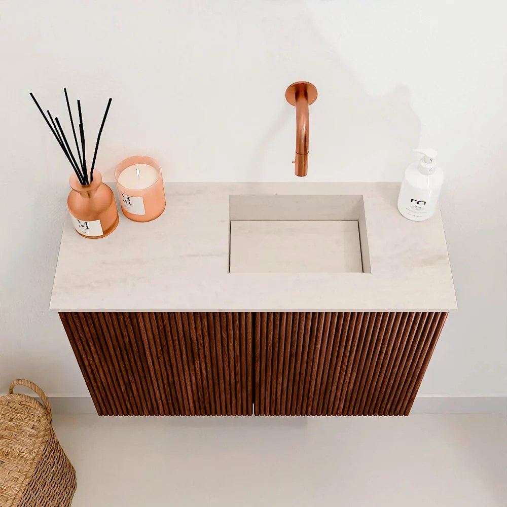 Mondiaz Joya DLux 60cm toiletmeubel ruby met wastafel faye rechts zonder kraangat meli